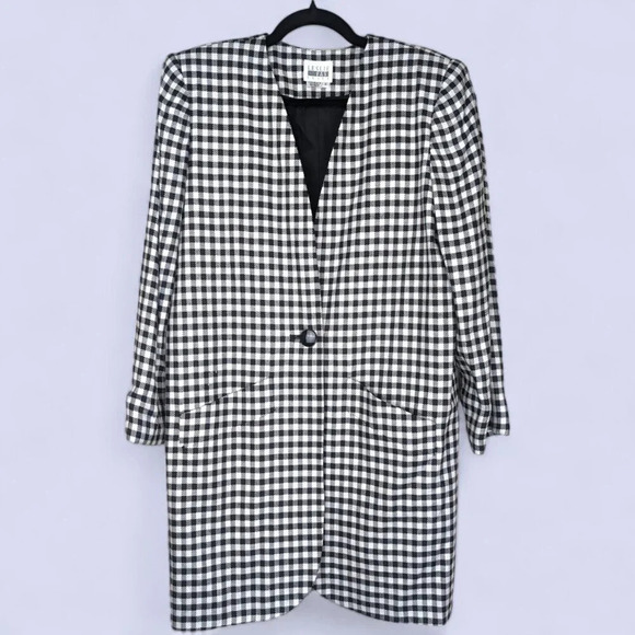 Leslie Fay Vintage Long Checkered Jacket - Picture 1 of 5